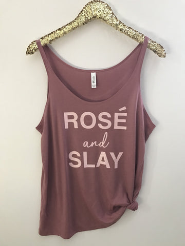 Rose and Slay - Wine Tank  - Slouchy Relaxed Fit Tank - Ruffles with Love - Fashion Tee - Graphic Tee