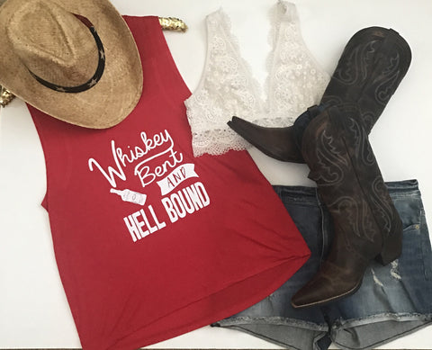 Whiskey Bent and Hell Bound - Country Tank - Ruffles with Love - RWL