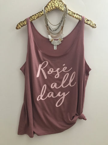 Rose All Day - Wine Tank  - Slouchy Relaxed Fit Tank - Ruffles with Love - Fashion Tee - Graphic Tee