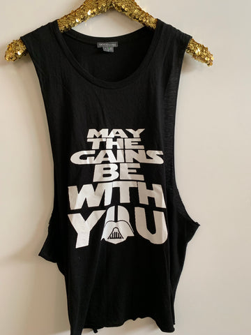 IG - FLASH SALE - May the Gains Be With You -  Ruffles with Love - Racerback Tank - Womens Fitness