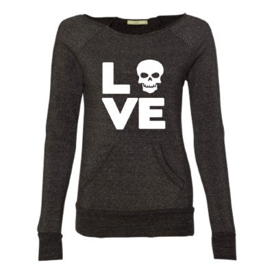 Love Skull - Eco Fleece - Off the Shoulder Sweatshirt - Ruffles with Love - Racerback Tank - Womens Fitness - Workout Clothing - Workout Shirts with Sayings - LOVE Symbol Tank
