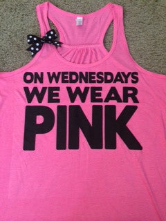 On Wednesdays We Wear Pink - NEON - Ruffles with Love - Racerback Tank - Womens Fitness - Workout Clothing - Workout Shirts with Saying