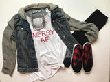 Merry AF- Christmas Tank - Slouchy Relaxed Fit Tank - Ruffles with Love - Fashion Tee - Graphic Tee