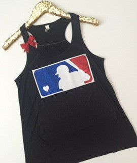MLB - Glitter Tank - Ruffles with Love - Racerback Tank - Womens Fitness - Workout Clothing - Workout Shirts with Sayings