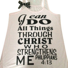 Philippians 4:13 - Pink - I can do all things through Christ who strengthens me - Racerback tank - Motivational Tank - Womens fitness