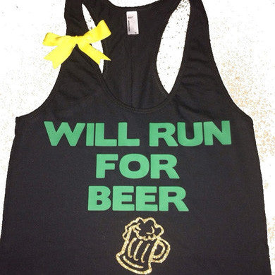 Will Run For Beer - Ruffles with Love - Fitness Tank - Womens Workout Clothing