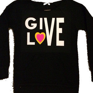 Give Love - Eco Fleece Off the Shoulder Sweatshirt - Ruffles with Love
