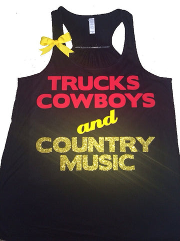 Trucks Cowboys and Country Music - Black  - Country Shirt - Ruffles with Love