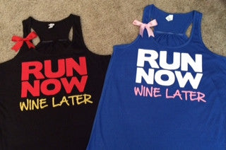 Run Now Wine Later - Racerback Workout Tank - Womens Fitness - Ruffles with Love - Fitness Tank
