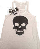 Skull Tank - White - Ruffles with Love - Skull - Fun Tank - Workout Tank - Womens Fitness