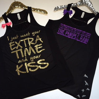 Prince - Tribute Tanks - Ruffles with Love - Racerback Tank - Womens Fitness - Workout Clothing - Workout Shirts with Sayings