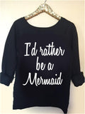 I'd Rather Be A Mermaid Sweatshirt - Off the Shoulder Sweatshirt  - Ruffles with Love -  Womens Clothing - RWL