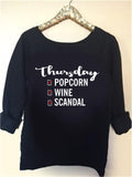 Thursday - Popcorn - Wine - Scandal - Ruffles with Love - Off the Shoulder Sweatshirt - Womens Clothing - RWL