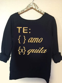 Te Amo - Tequila  - Ruffles with Love - Off the Shoulder Sweatshirt - Womens Clothing - RWL