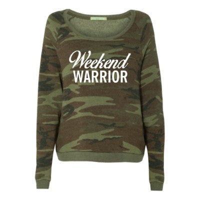 Camo - Weekend Warrior Sweatshirt - Ruffles with Love - Racerback Tank - Womens Fitness - Workout Clothing - Workout Shirts with Sayings