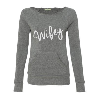 Wifey- Off the Shoulder Sweatshirt - Ruffles with Love - Racerback Tank - Womens Fitness - Workout Clothing - Workout Shirts with Sayings