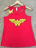 Wonder Woman Logo Shirt - Superhero Shirt - DC - Ruffles with Love - Glitter - Graphic Shirt